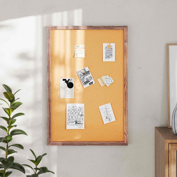 Flash Furniture Camden Rustic 24in. x 36in. Wall Mount Cork Board w/Wooden Push Pins, Torched Brown HGWA-CK-24X36-BRN-GG - main